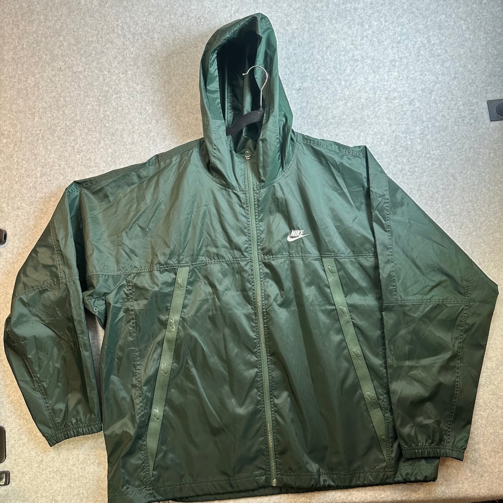 Nike Mens XXL Forest Green Move To Zero Full Zip Hooded Windbreaker Jacket
